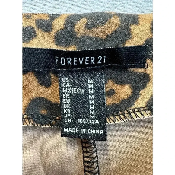Forever 21 Women’s Size Medium Animal Leopard Print Side Zip Soft Pants - Picture 7 of 9